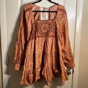 Orange patterned Free People dress
